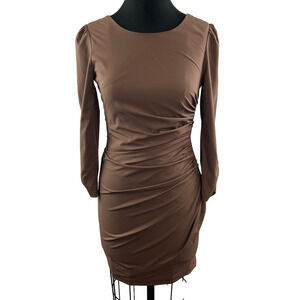 Ark & Co Open Back Scrunch Taupe Brown Mini Dress S Small Nordstrom NEW